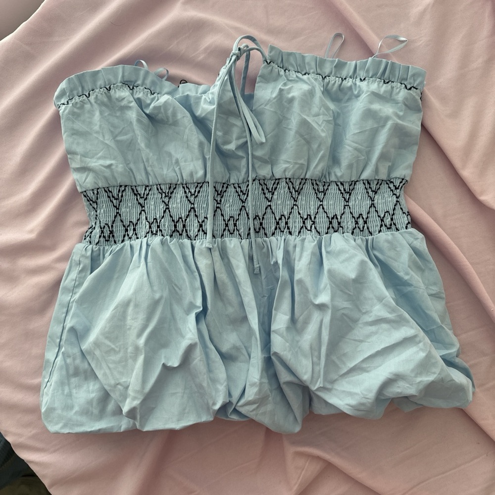 Light Blue Smocked Tube Top